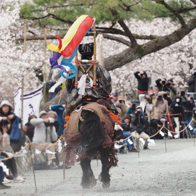 2025年3月　柳川市　三柱神社　流鏑馬　　母衣引き
